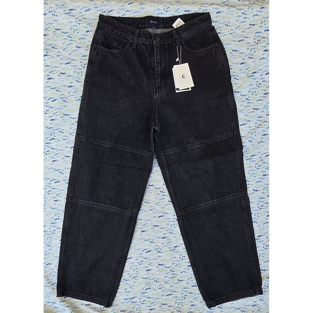 Covernat Mens Paneled Relaxed Fit Jeans Washed Black Denim CO2503PT52 Size L NWT